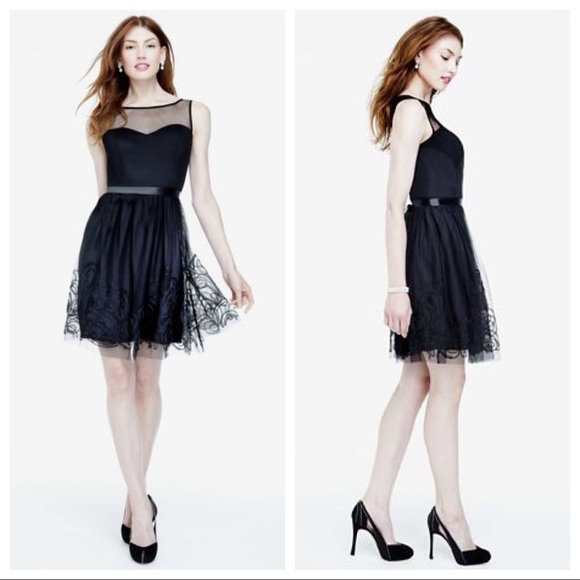 David’s Bridal Illusion Neckline Navy Dress NWT - Picture 2 of 8